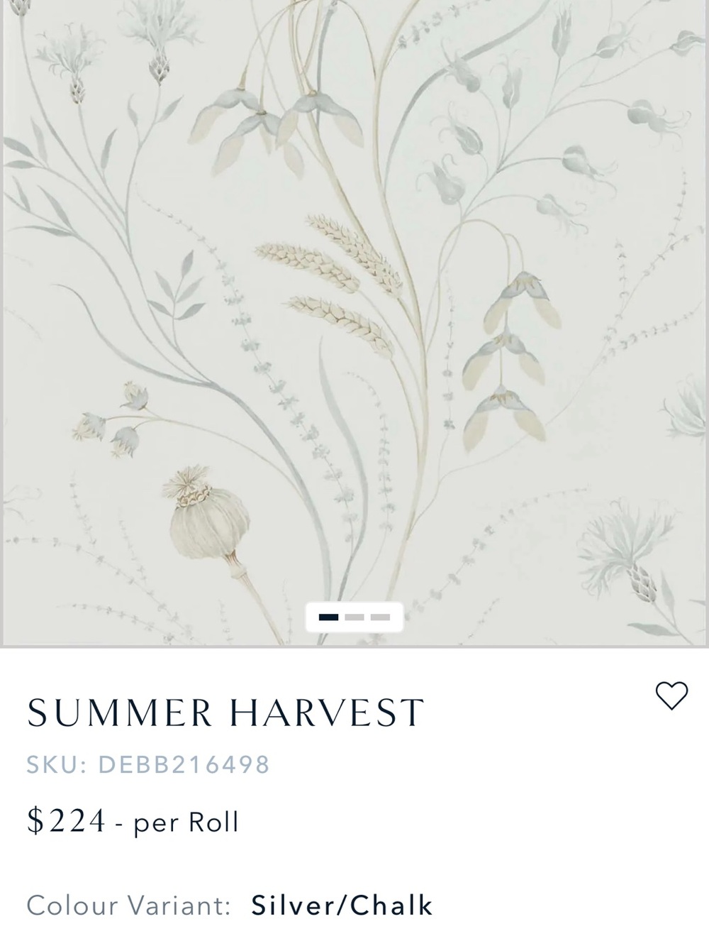 Two new Sanderson Summer Harvest Silver/Chalk wallpaper rolls - Picture 4 of 4
